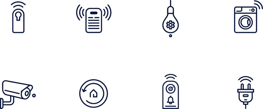 Modern flat icons set of smart home security and automation devices