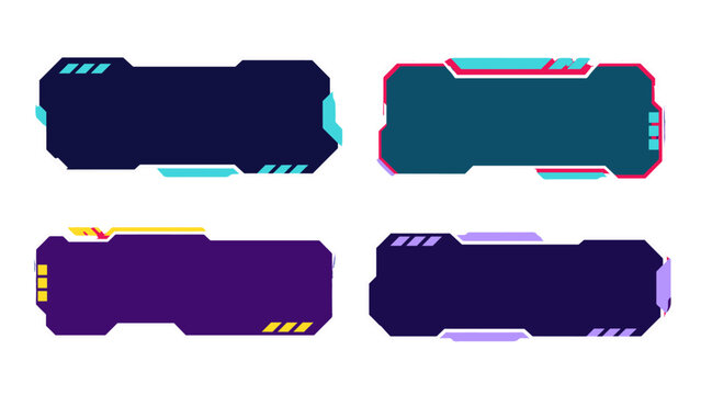 Set of futuristic sci fi interface banner frames on white