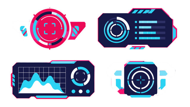 Futuristic HUD interface panels with circular targets and charts