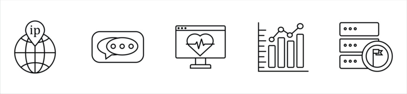 Big Data Analytics and Technology Line Icons Set Vector Illustration