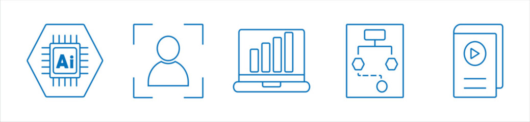 Obraz premium Big Data Analytics and Technology Line Icons Set Vector Illustration