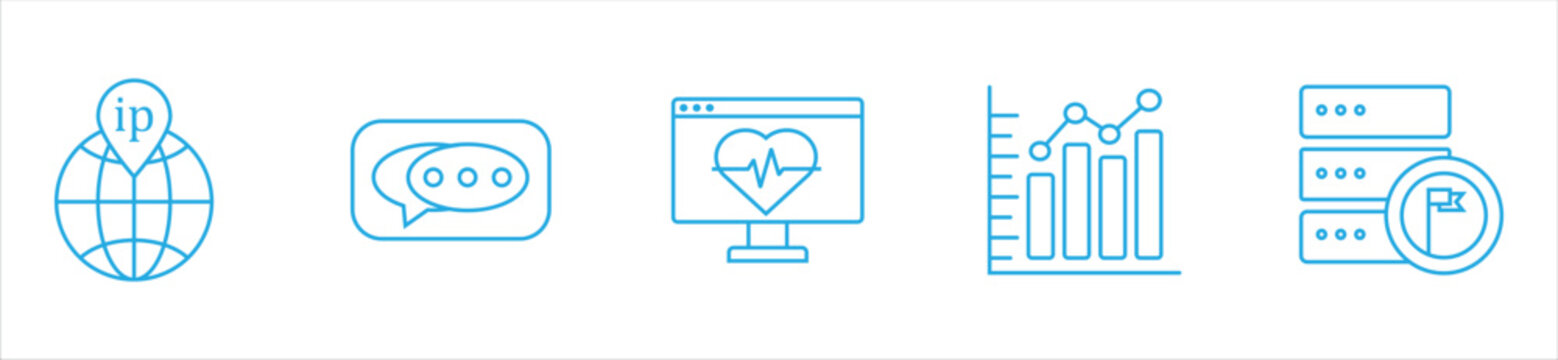Big Data Analytics and Technology Line Icons Set Vector Illustration