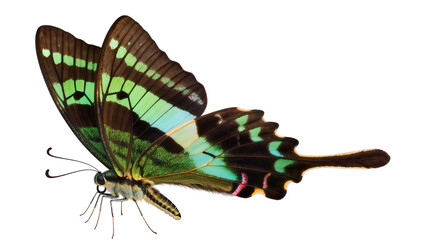 Green striped butterfly with black and blue wings © Niklas