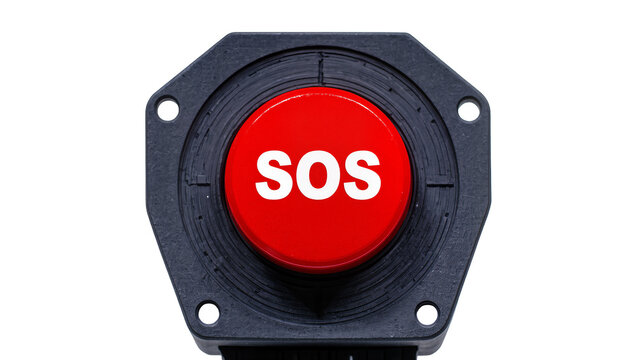 Red SOS emergency button with black casing
