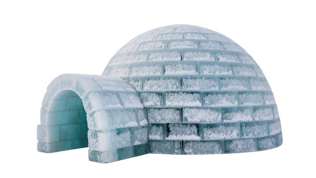 Igloo made of ice blocks with snow inside