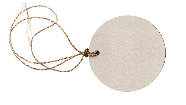 Round blank beige paper tag with twine string