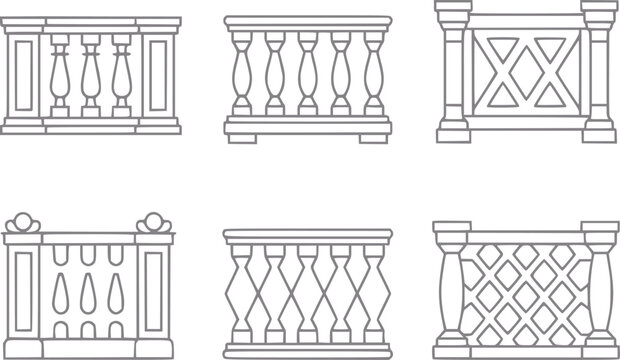Collection of decorative balustrade in line