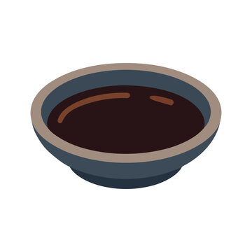 Shoyu soy sauce dish flat vector illustration