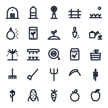 Agriculture icon set, 25 line icons collection vol 1