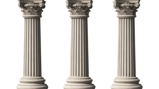 Three Corinthian columns with ornate capitals and fluted shafts
