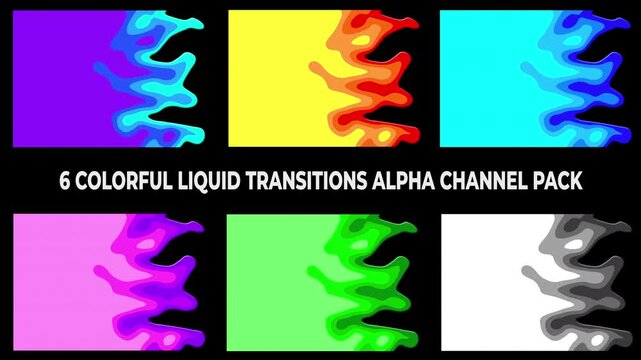 Six Colorful Liquid Transitions Alpha Channel Pack