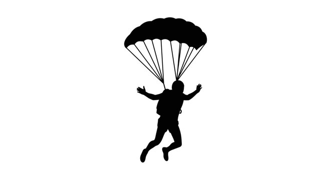 Person jumping with parachute.