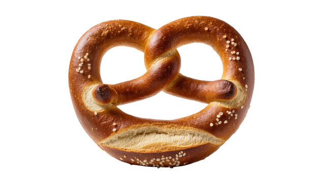 Golden brown pretzel with salt crystals