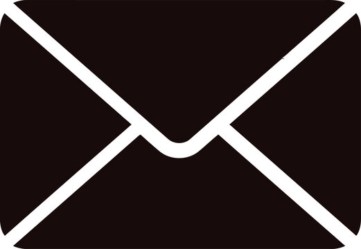 Dark envelope icon with transparent cutouts symbolizing email communication or messaging systems for website interface or digital interaction platforms.