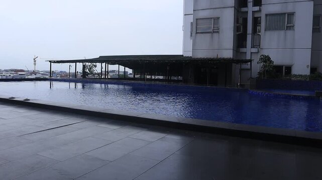 swimming pool on the 6th floor of a hotel in the city center