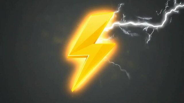 Bright yellow lightning bolt symbol on dark background for power or energy themes