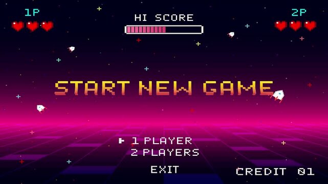 Start new game by selecting a player or exiting the game's main menu. Modern trendy game background with lighting effect.
