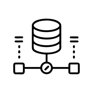 Data Source Line Icon Vector Illustration for Database Connection, Data Integration, Information Systems, Analytics Platform and Digital Data Management Technology