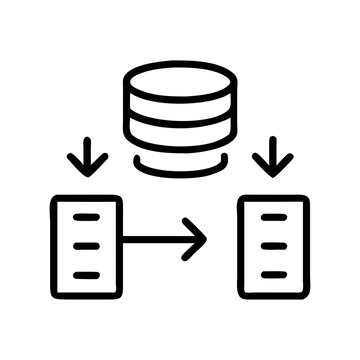 Data Ingestion Line Icon &ndash; Data Collection, ETL Pipeline, Data Import, Information Integration, Big Data Processing, Thin Outline Vector Symbol