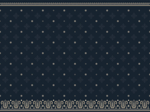 Modern Batik Ornament Pattern with Geometric Motifs and Contemporary Border