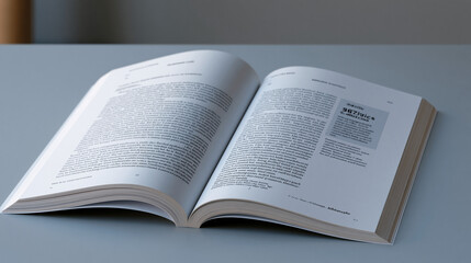Fototapeta premium Long-form white paper layout with two-column body text, numbered section headers, sidebar statistics callout, and bibliography footer, professional publishing template for