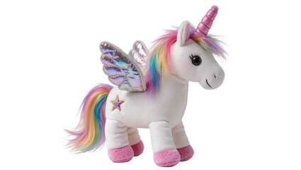 Plush winged unicorn toy with rainbow mane and tail © Lisa