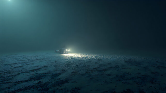 Underwater Remote Operated Vehicle Exploring the Dark and Vast Abyssal Plain