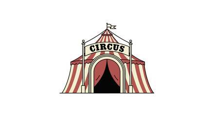 Fototapeta premium Vintage Circus Tent Entrance with Banner - Entertainment Icon
