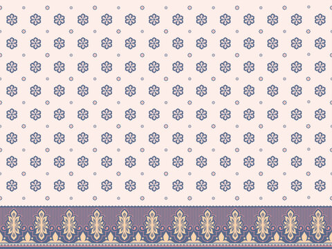 Modern Batik Ornament Pattern with Geometric Motifs and Contemporary Border