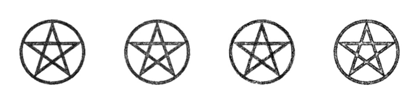 Sketch pentagram icon design set