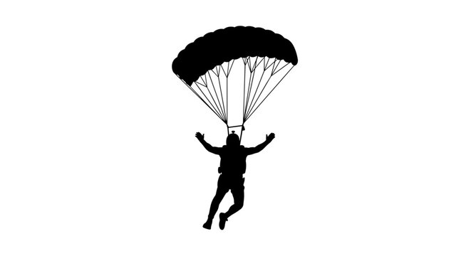 Man jumping with parachute.