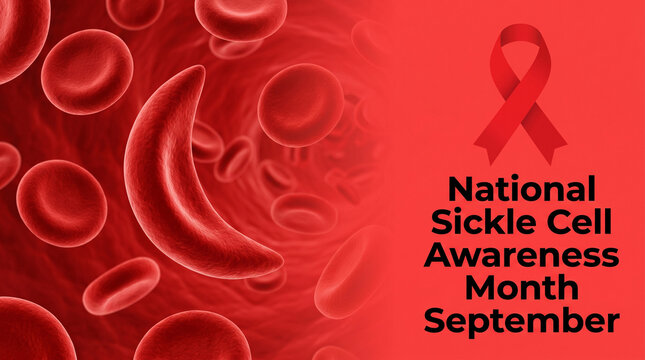 National sickle cell awareness month september with red cell