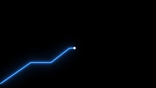 Neon business growth arrow animation. abstract business down to up arrow animation. Glowing neon graph lines that are sloping downward.