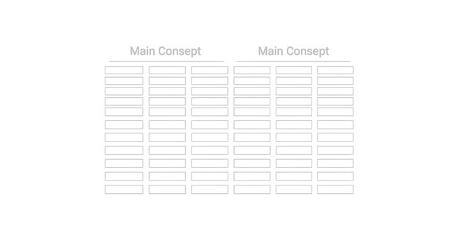 Blank table template, empty chart layout, main concept design, vector graphic