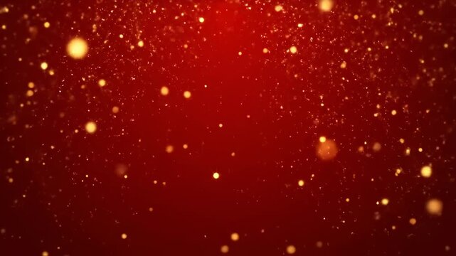 Elegant sparkling golden particles ascend slowly creating a shimmering festive abstract Christmas background holiday, happiness, elegant