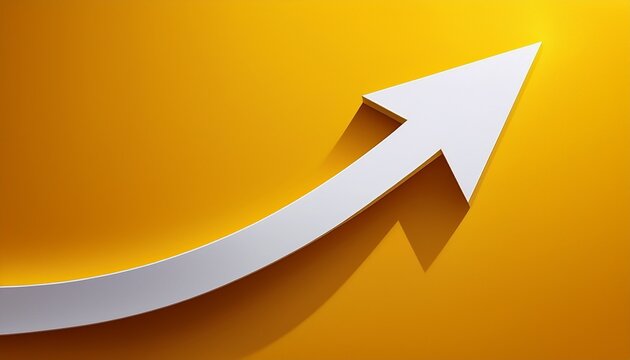 white arrow on yellow background showing growth