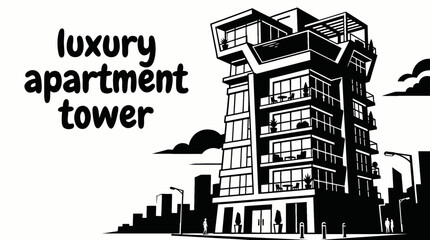 luxury apartment tower architecture with elegant exterior design balconies and premium residential environment representing upscale urban living for commercial vector illustration design © samira