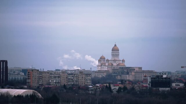 Aerial Cityscape of Bucharest with Catedrala M&Atilde;&cent;ntuirii Neamului