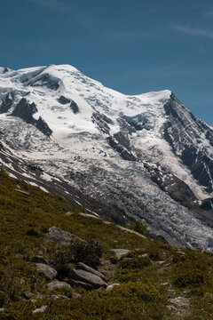 Crevassed Alpine Ice and Snow Below Mont Blanc