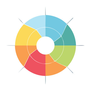 Flat color wheel vector with gradient segments