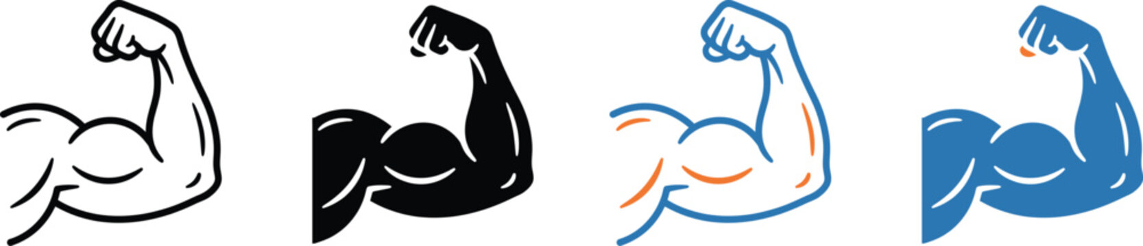 flexing arm muscles in different colors for design elements