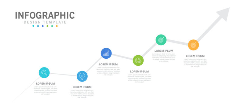 Arrow Business Growth Timeline Infographic Template with Modern Process Flow Design