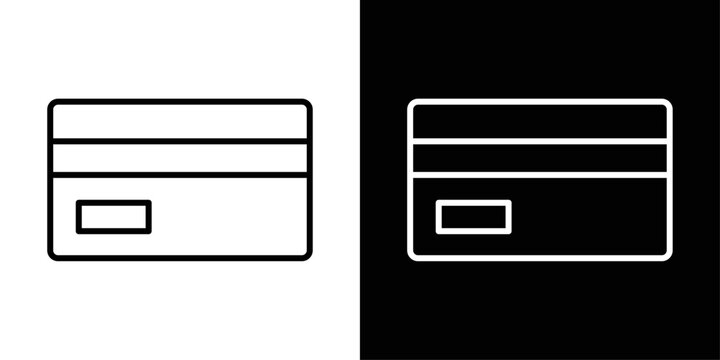 Credit card payment stroke icon shown in black and white versions. Ideal for representing online transactions, banking, and card payments in apps and websites.