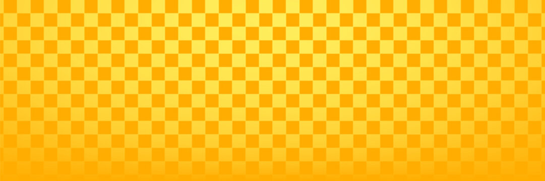 Yellow orange bitmap pixel texture. Dotted dither gradient pattern background. 8 bit halftone faded pop art gradation wallpaper. Vanishing raster video arcade game backdrop for banner, poster. Vector