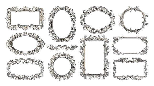 Set of ornate vintage decorative frames and borders
