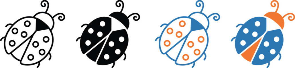Colorful ladybugs in various styles for design and decoration © MD 