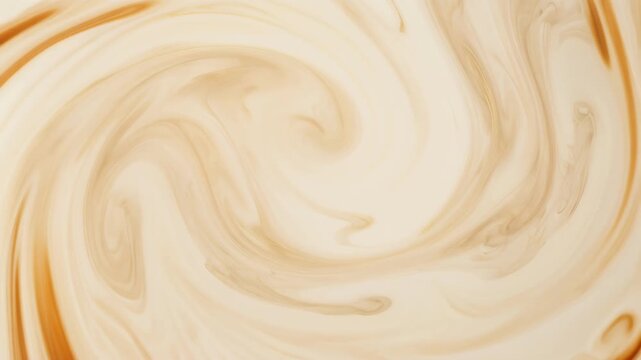 Creamy coffee swirl texture with smooth beige and brown tones background for beverage design
