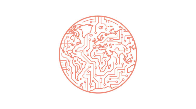 Global Circuit Board Earth Map Globe Technology Concept
