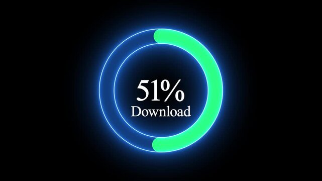 Circular Download Progress Bar 0 to 100 Animation with Percentage Counter .Loading Circle Ring. Circle loading bar icon animation on background concept