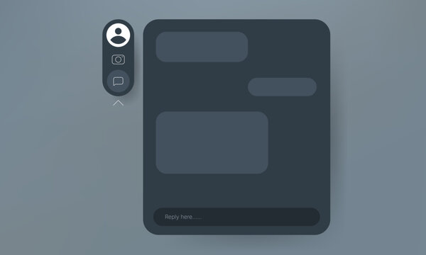 Dark mode chat messenger application user interface wireframe mockup